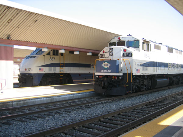 Metrolink trains awaiting the afternoon rush hour