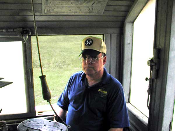 Ted at the controls of ATSF Alco S-2 No. 2350