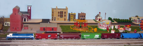 An HO scale modular railroad at the show